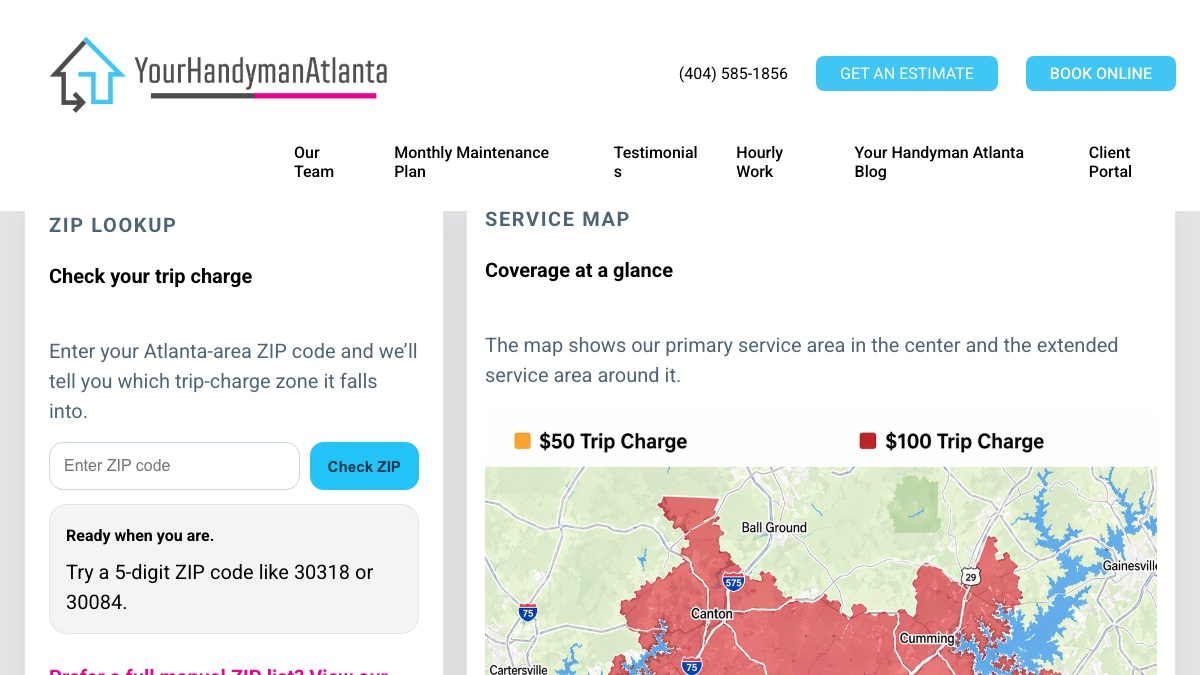 Your Handyman Atlanta website screenshot 3